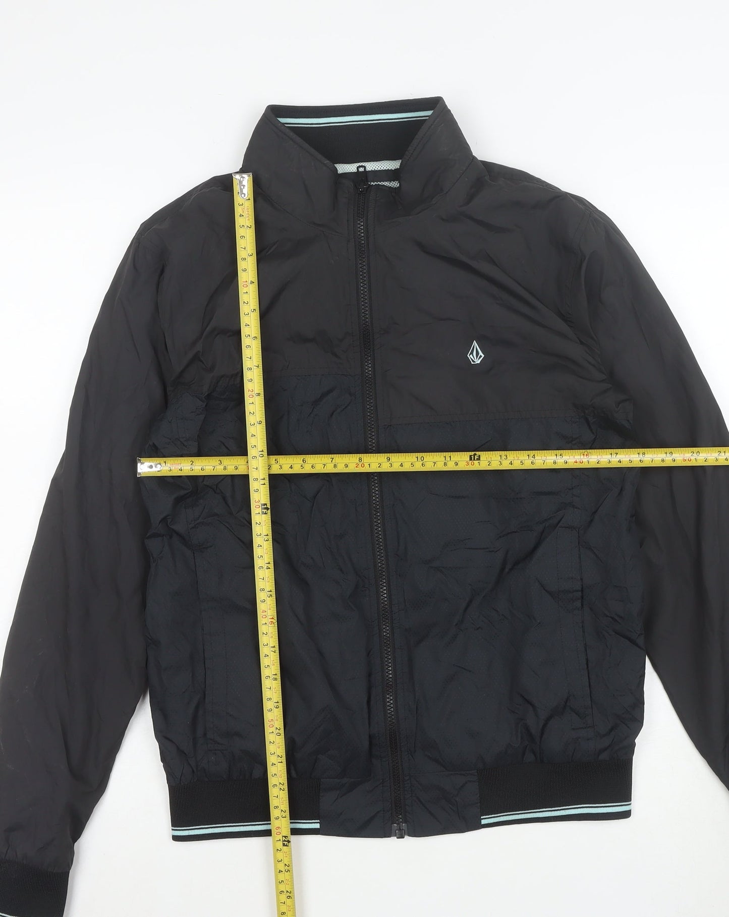 Volcom Men's Black Polyester Bomber Jacket Size S Lined Lightweight