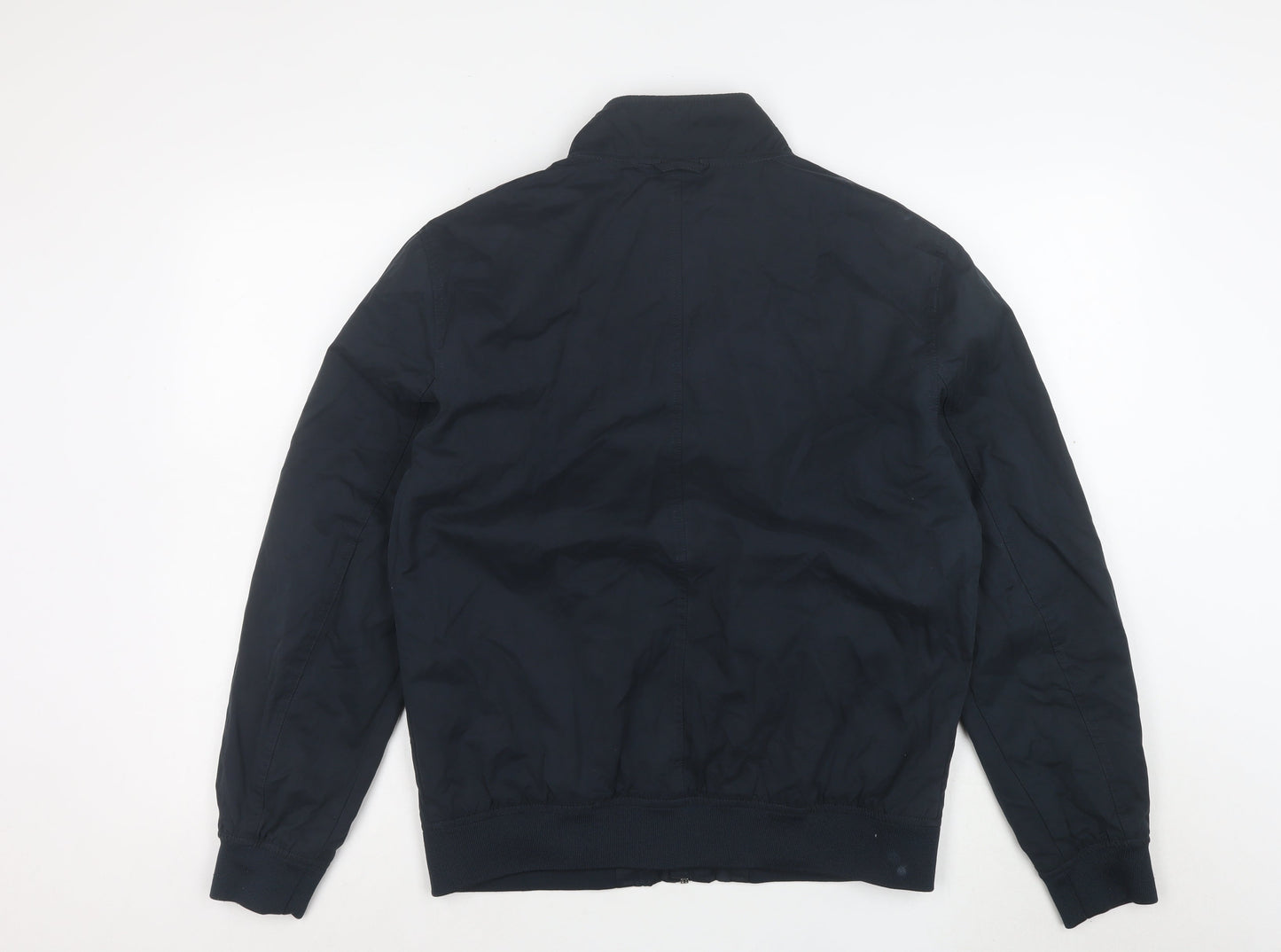 Next Men's Navy Blue Bomber Jacket Size M Full Zip Cotton Blend