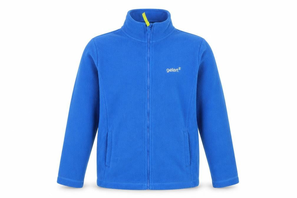 Front view of Gelert boys’ blue full zip fleece jacket 13 years outdoor mid-length