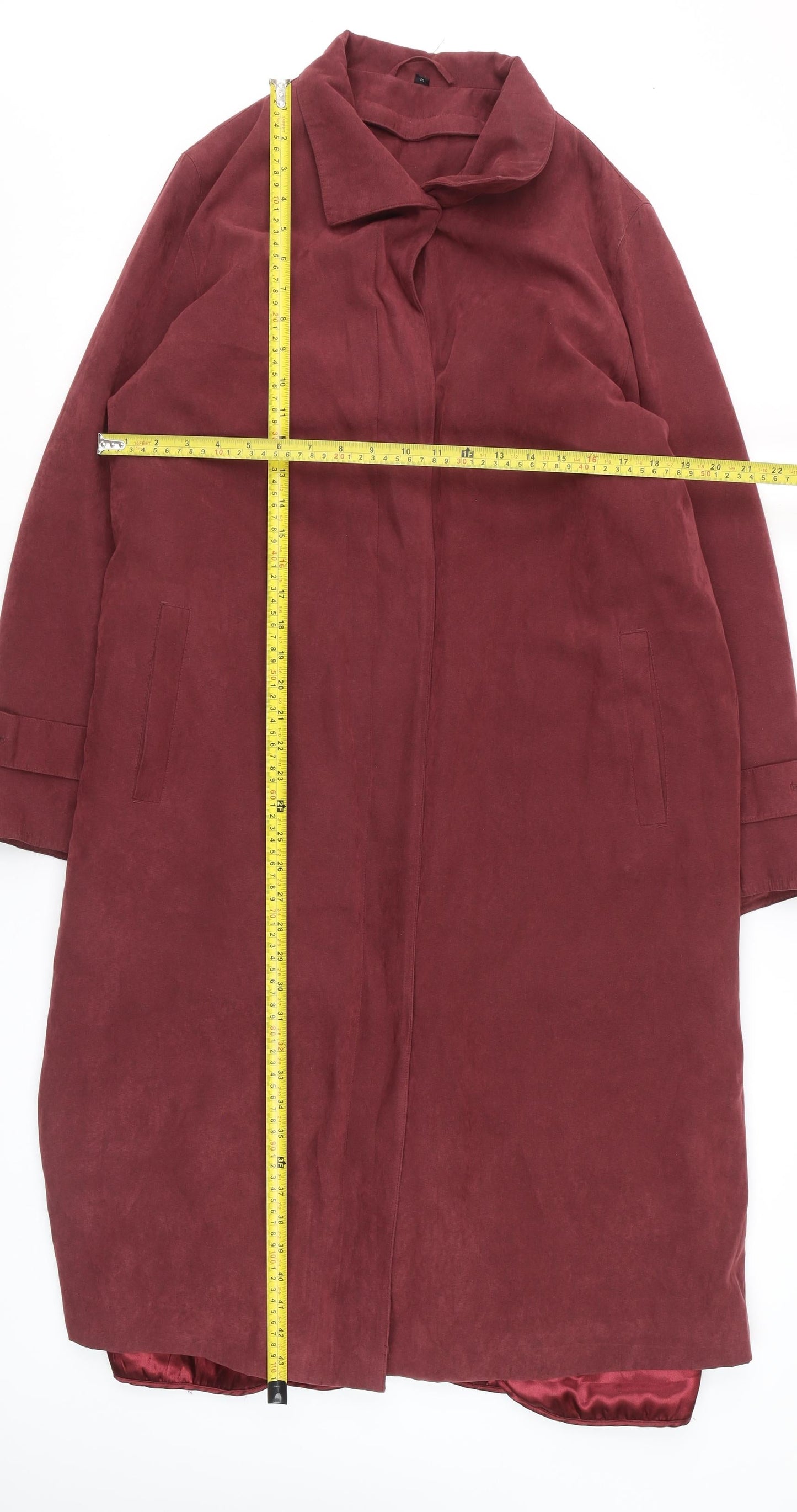 Four Seasons Women’s Red Suede Long Overcoat M Classic Style