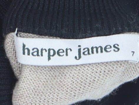 Harper James Boys Beige Roll Neck Jumper Size 7 Wool Blend Winter Knit