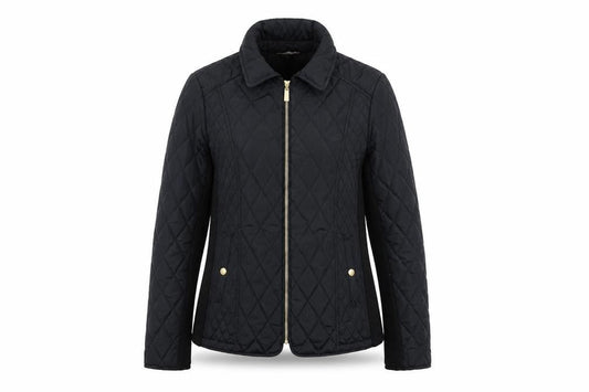Avenue Women's Black Quilted Mid-Length Jacket Size 12