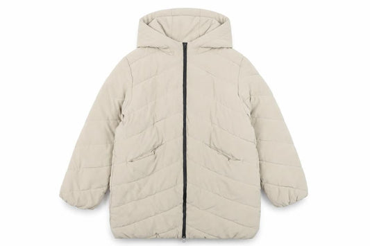 Zara Girls Beige Long Hooded Puffer Jacket Coat 11-12 Years