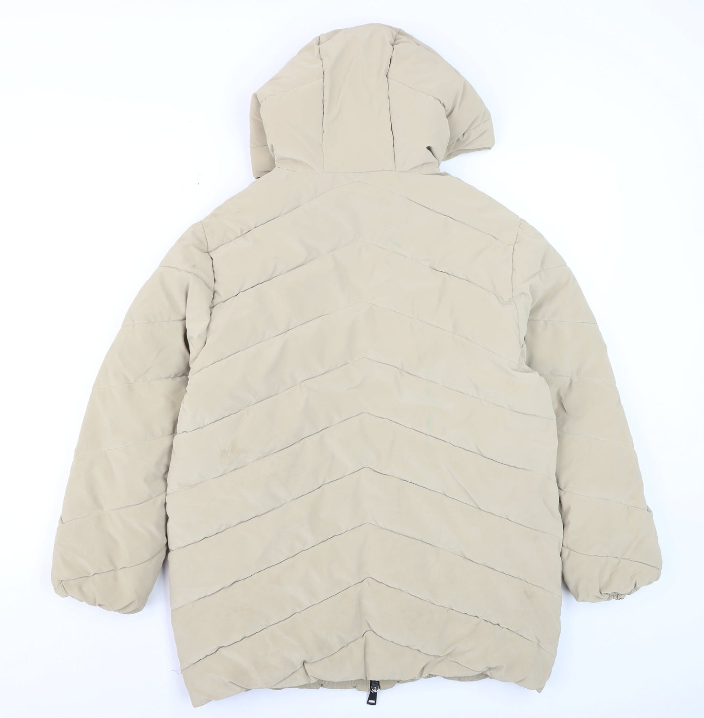 Zara Girls Beige Long Hooded Puffer Jacket Coat 11-12 Years