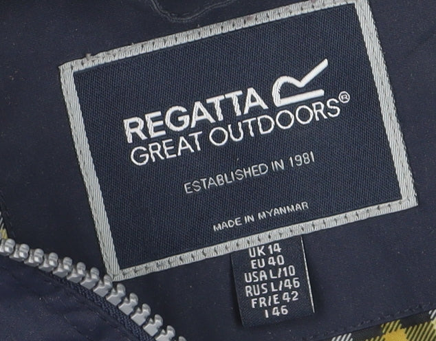 Regatta Womens Blue Hooded Parka Jacket Size 14 Water Resistant Coat