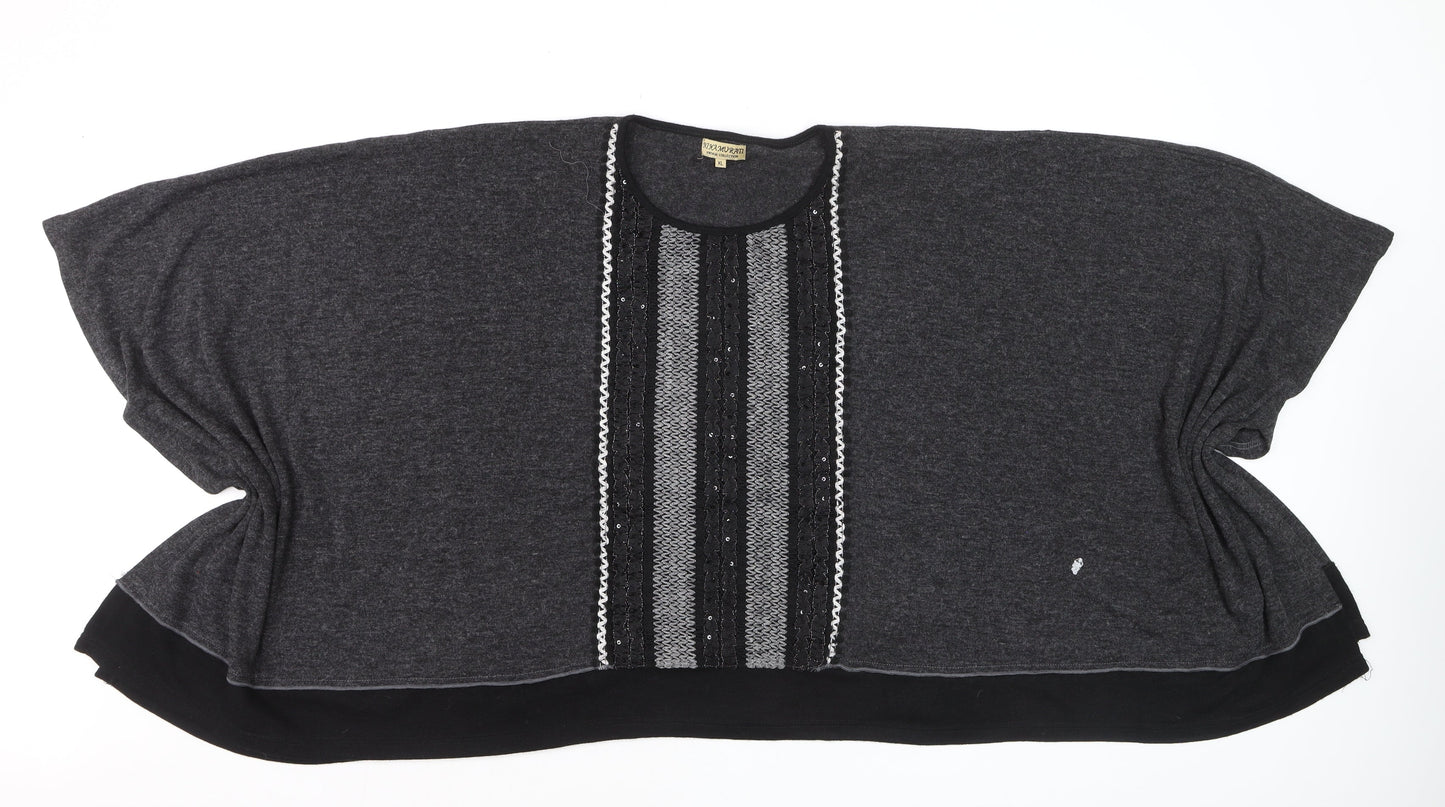 Nina Murati Women's Grey Sequin Relaxed Fit Vintage Jumper XL