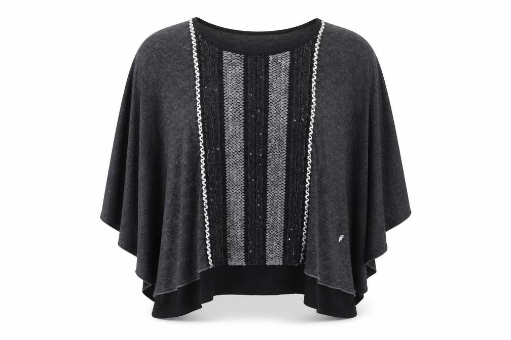Nina Murati Women's Grey Sequin Relaxed Fit Vintage Jumper XL