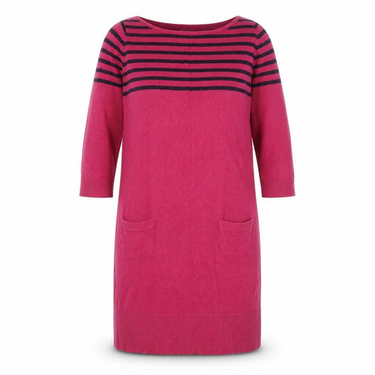 Boden Women Pink Striped Wool Jumper Dress UK 12 3/4 Sleeve Knit