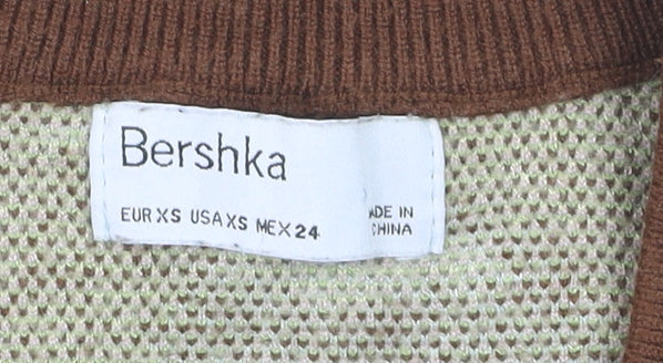 Bershka Women Multicoloured XS Knit Sleeveless V-Neck Vest Jumper