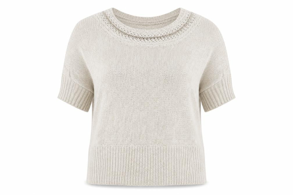 Dorothy Perkins Women Beige Short Sleeve Knit Jumper Size 14