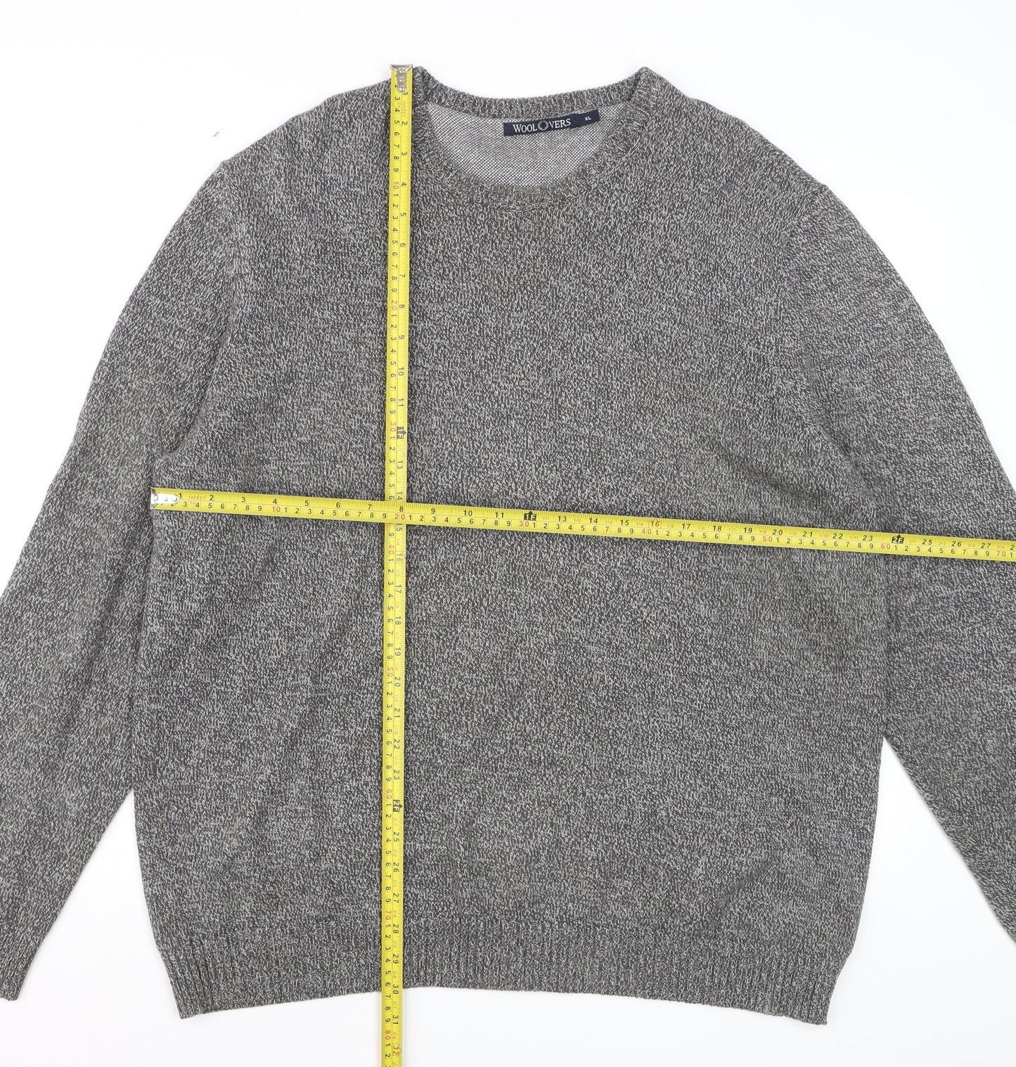 WoolOvers Men's Grey Cotton Crew Neck Jumper XL
