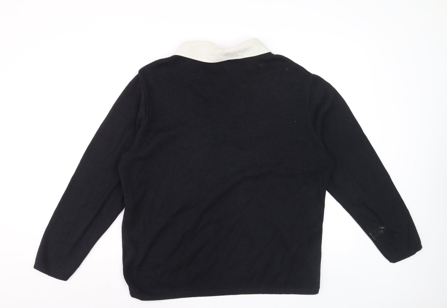 Anne Cramond Men's Black Collared Check Knit Jumper XL