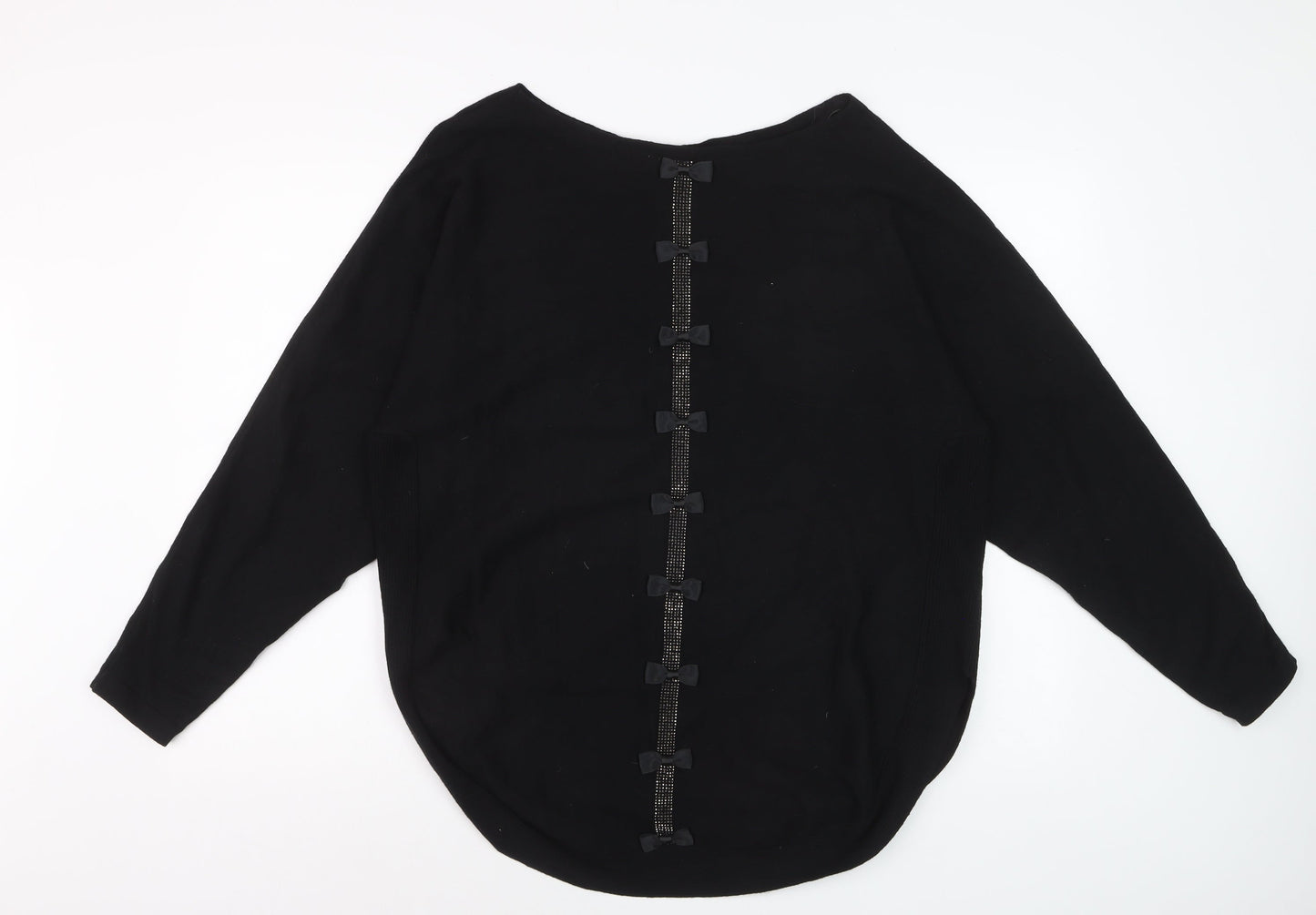 Stella Morgan Womens Black Bow Back Long Sleeve Knit Jumper UK10