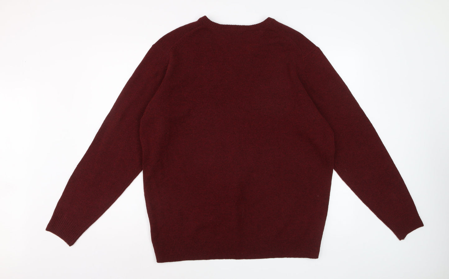 James Pringle Men's Red Wool V-Neck Jumper XL Classic Knitwear