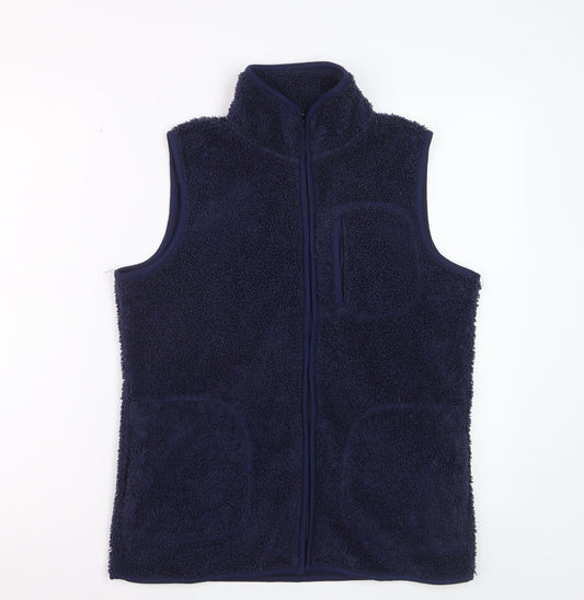 Bonmarché Women Blue Fleece Zip Waistcoat Size 10