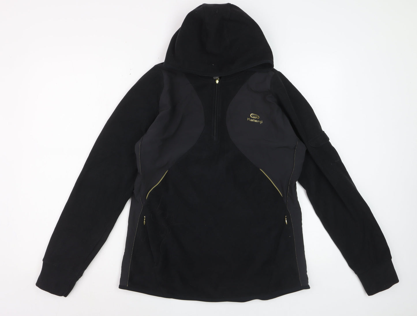 Kalenji Women's Black Hoodie Fleece 1/2 Zip Size 14 Running Top