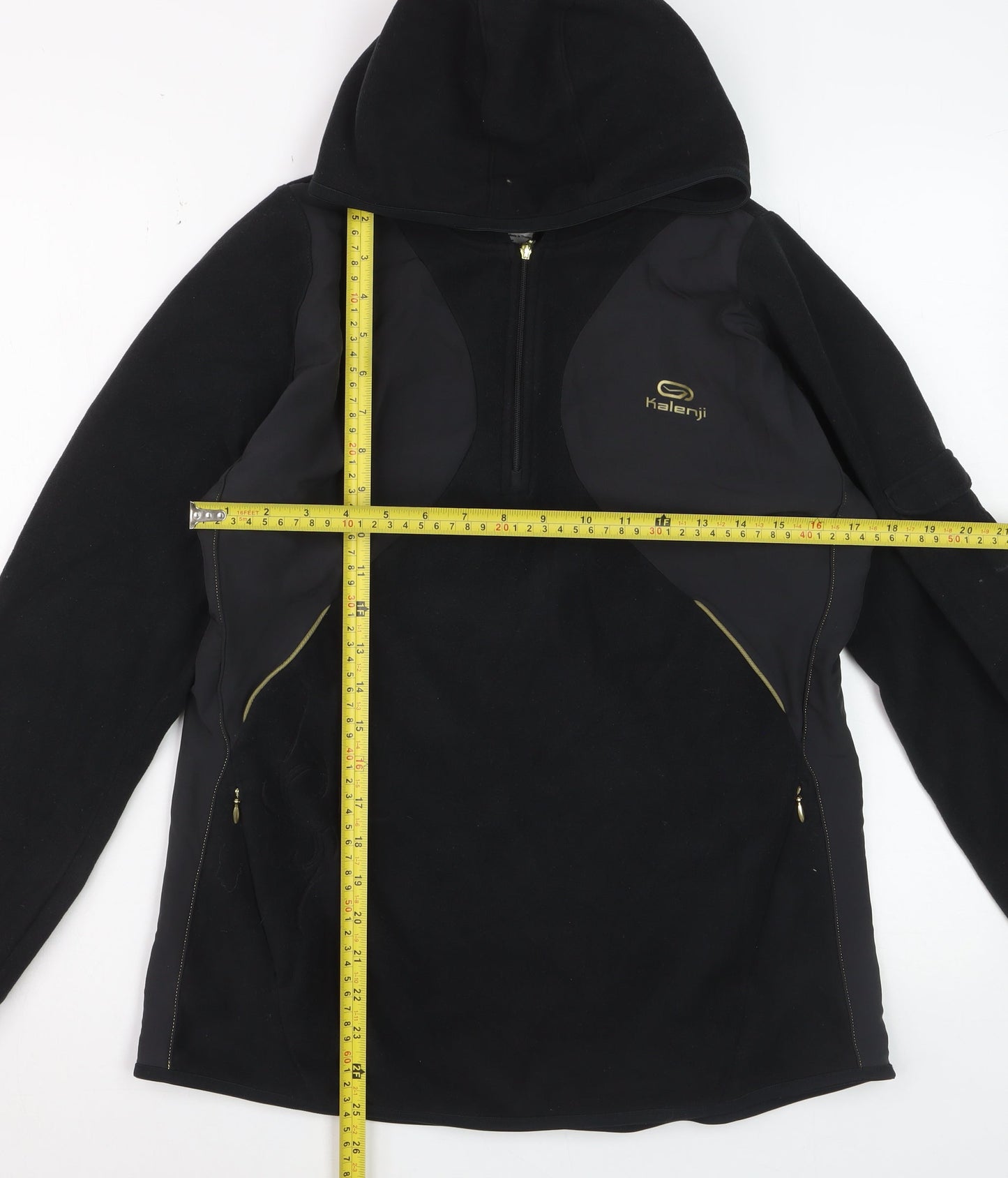 Kalenji Women's Black Hoodie Fleece 1/2 Zip Size 14 Running Top