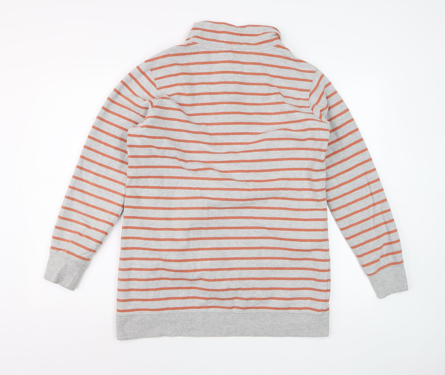 Next Women's Grey Striped Henley Sweatshirt UK 16 Cotton Blend
