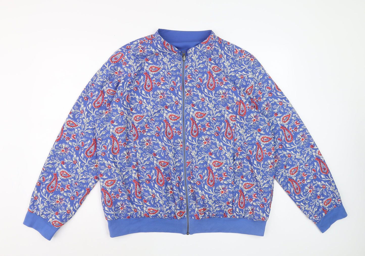 Cotton Traders Women's Blue Floral Bomber Jacket Size 18 Polyester Zip