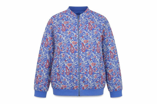 Cotton Traders Women's Blue Floral Bomber Jacket Size 18 Polyester Zip