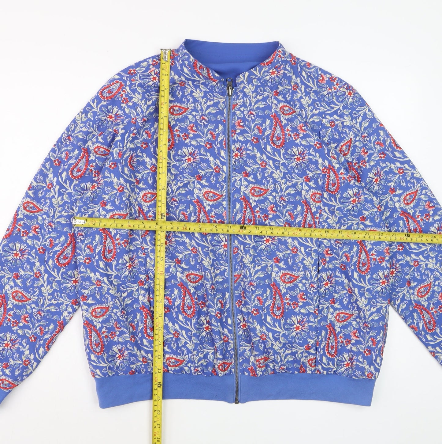 Cotton Traders Women's Blue Floral Bomber Jacket Size 18 Polyester Zip
