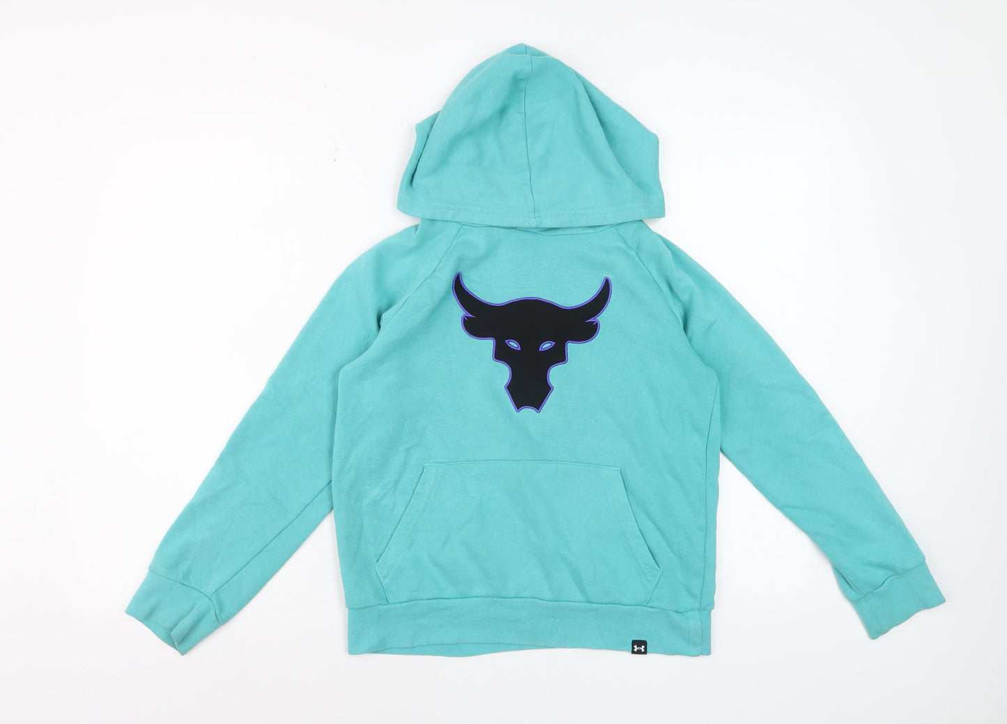 Under Armour Boys Blue Pullover Hoodie Medium - Project Rock Bull Logo