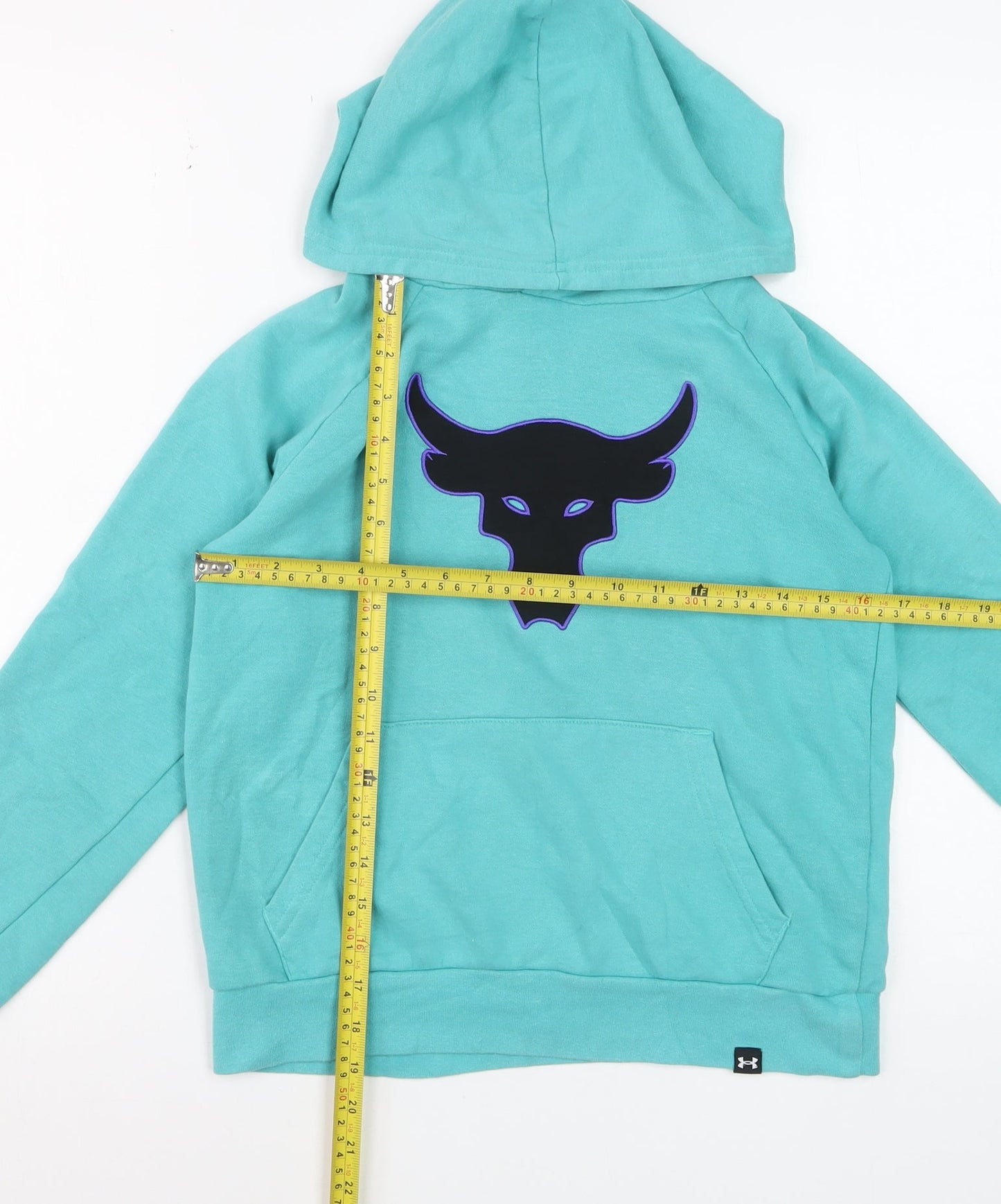 Under Armour Boys Blue Pullover Hoodie Medium - Project Rock Bull Logo