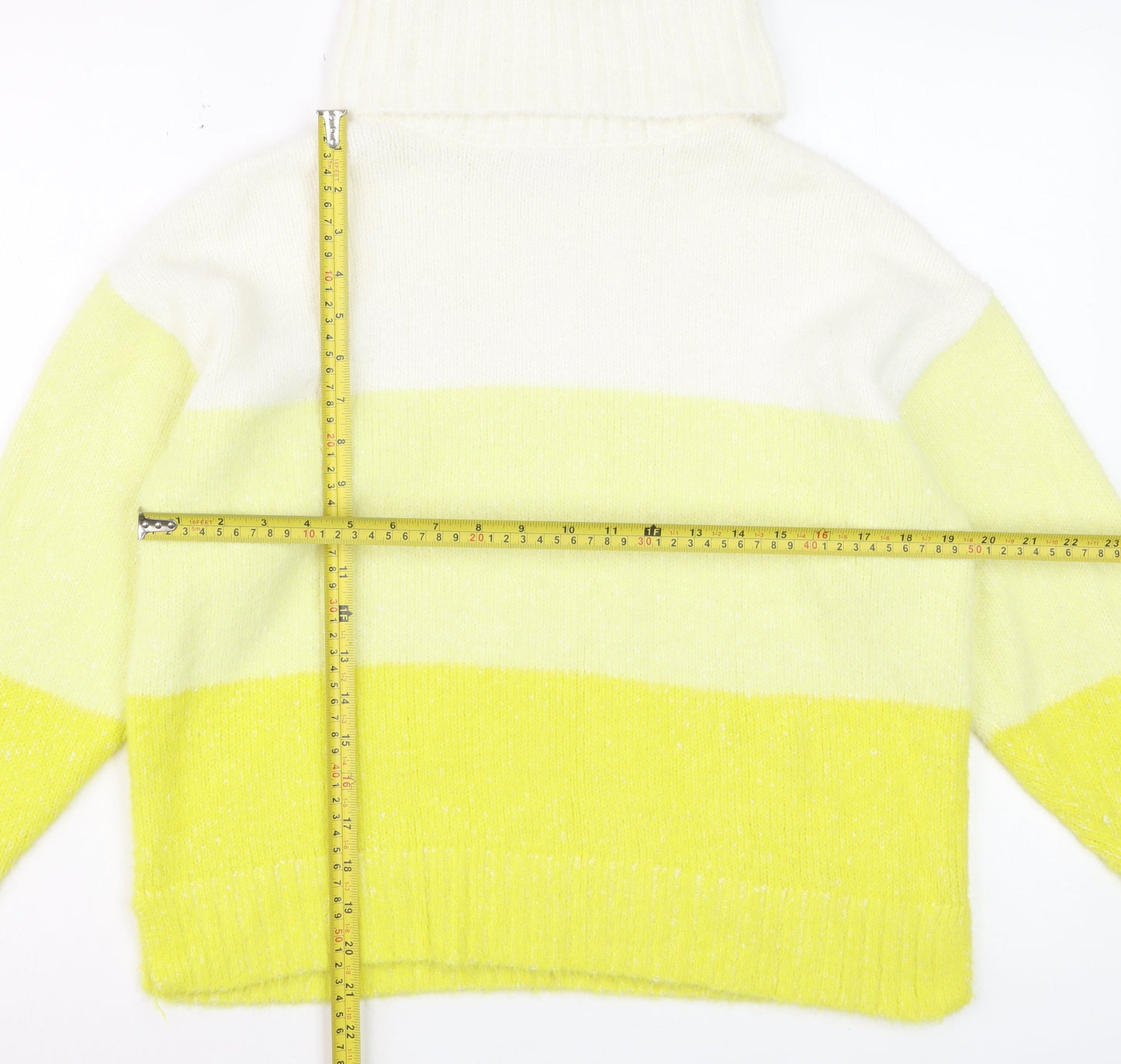 Tu Womens Multicoloured Roll Neck Striped Knit Jumper Size 10