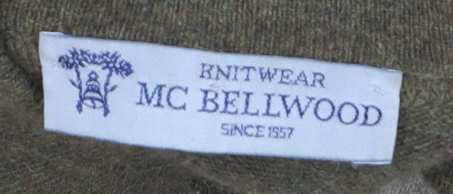 MC Bellwood Men's Brown Argyle Collared Wool Angora Jumper L