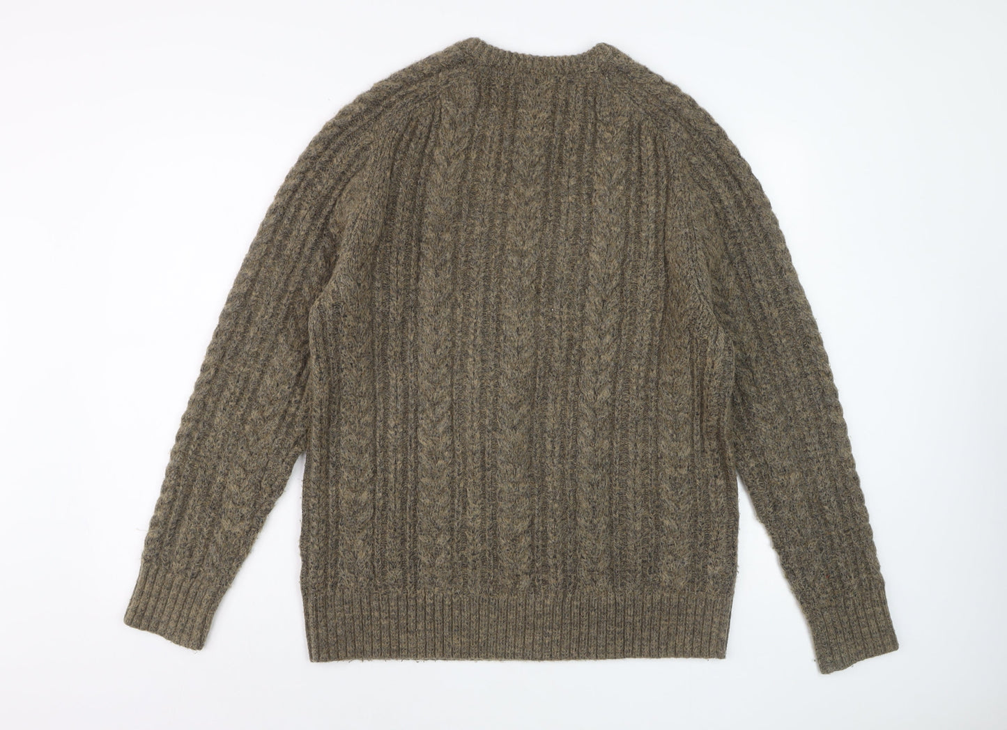 Fat Face Men's Brown Cable-Knit Crew Neck Jumper Size L