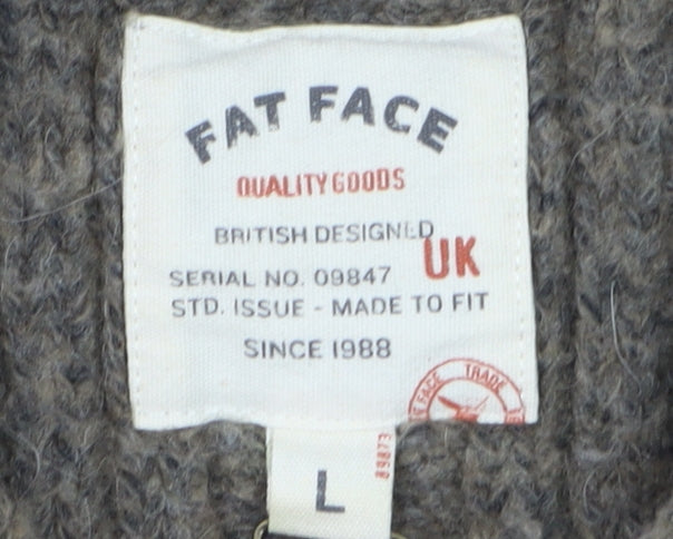 Fat Face Men's Brown Cable-Knit Crew Neck Jumper Size L