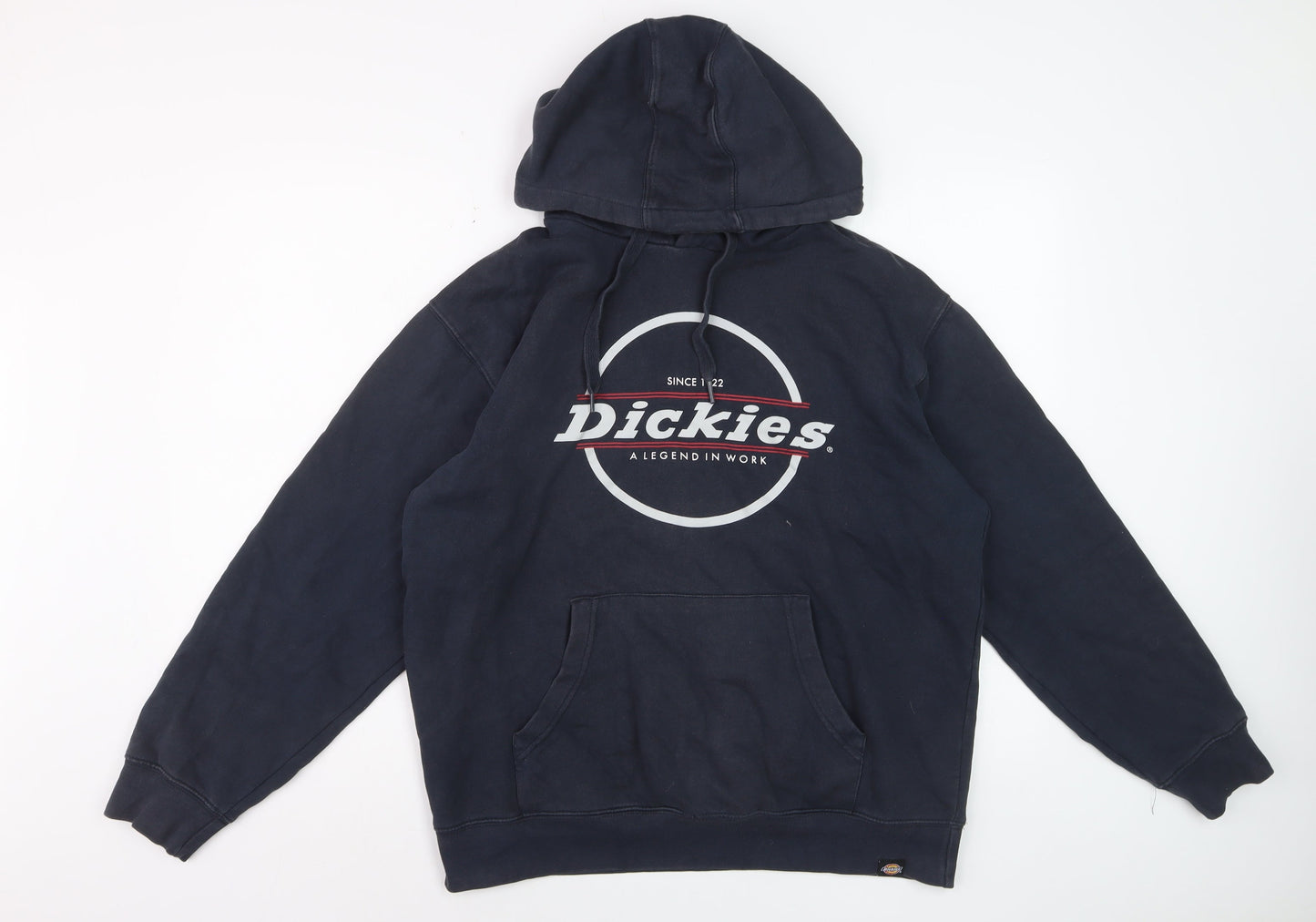 Dickies Mens Blue Pullover Hoodie Medium Logo Graphic Sweatshirt