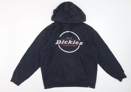 Dickies Mens Blue Pullover Hoodie Medium Logo Graphic Sweatshirt