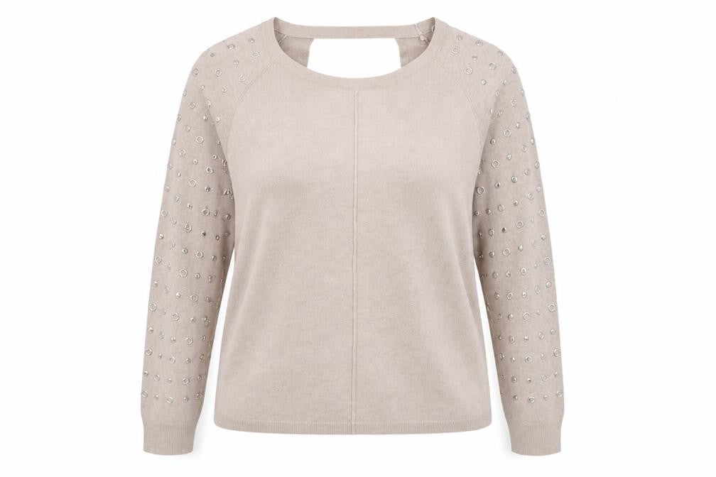 George Women’s Beige Studded Long Sleeve Pullover Jumper Size 14