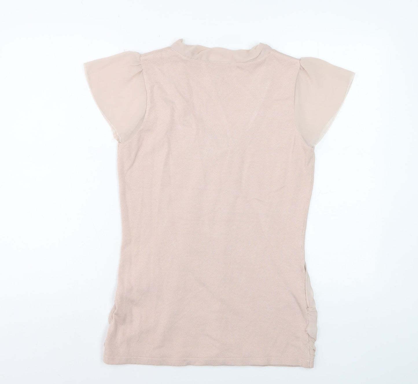 Next Womens Beige Short Sleeve Viscose Tunic Blouse Size 12