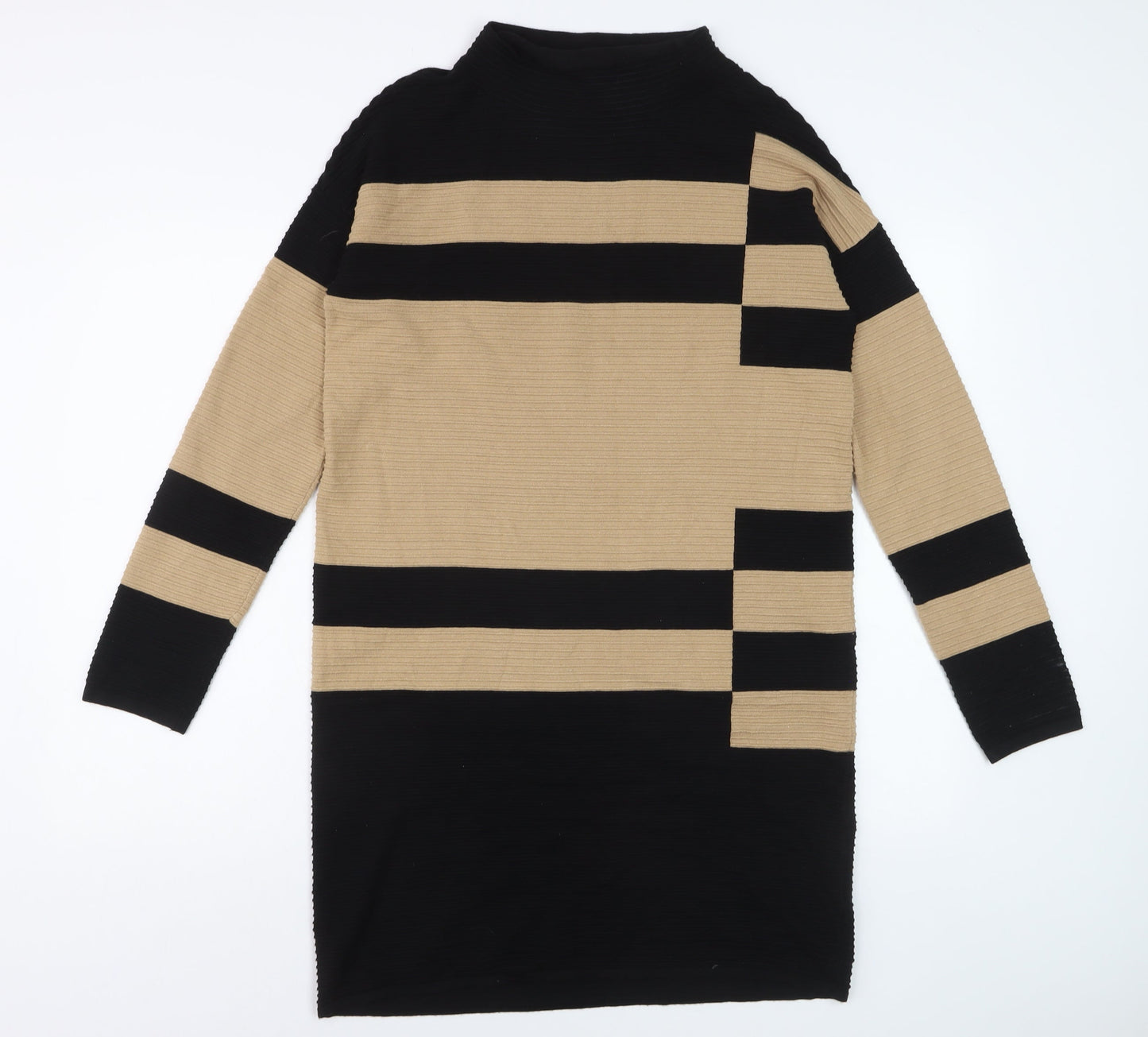 Phase Eight Women Beige Black Knit Bodycon Dress UK 12