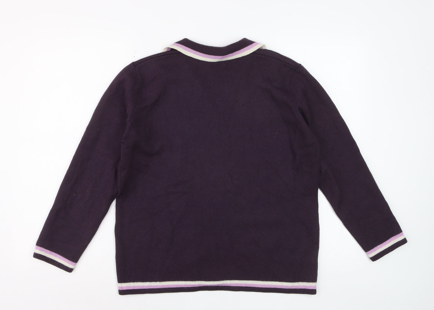 Country Casuals Women Purple Wool Blend Collared Cardigan L