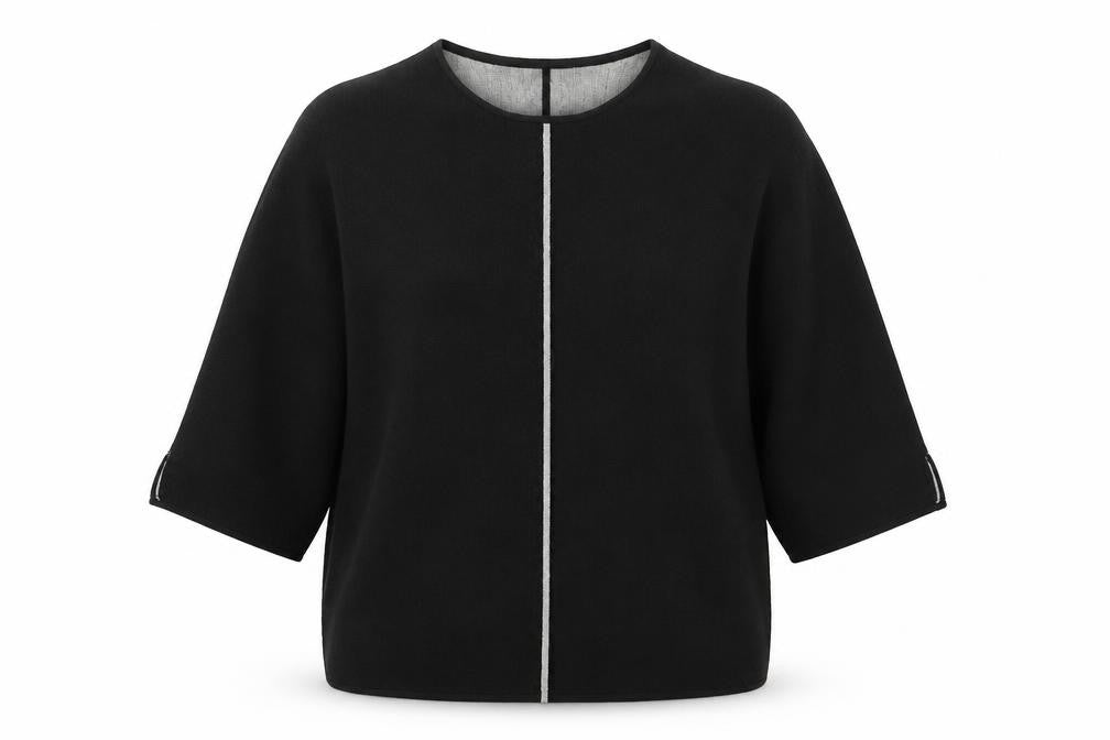 Sunday Womens Black Wool Blend 3/4 Sleeve Open Cardigan M
