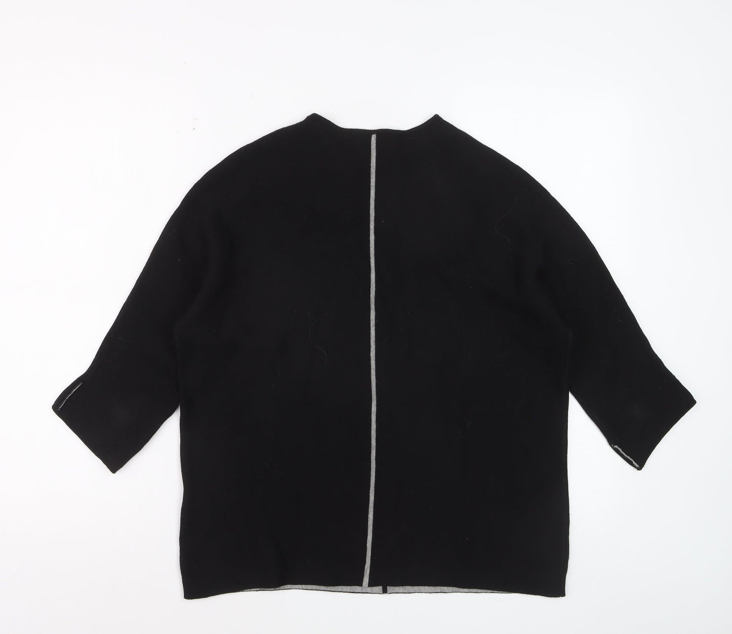 Sunday Womens Black Wool Blend 3/4 Sleeve Open Cardigan M
