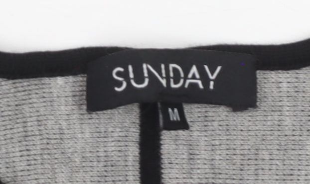 Sunday Womens Black Wool Blend 3/4 Sleeve Open Cardigan M