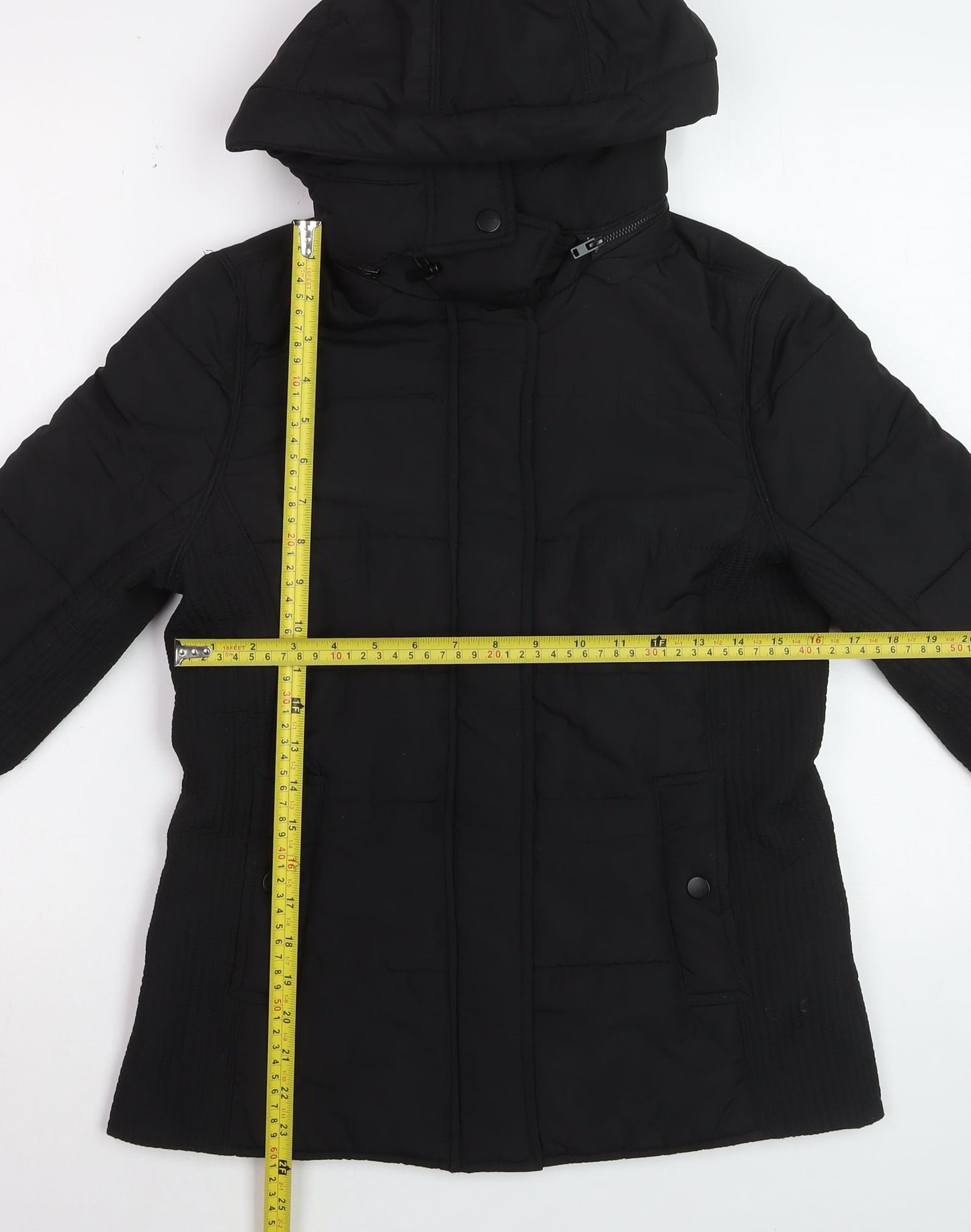 Witchery Women’s Black Puffer Jacket Hooded Size 8
