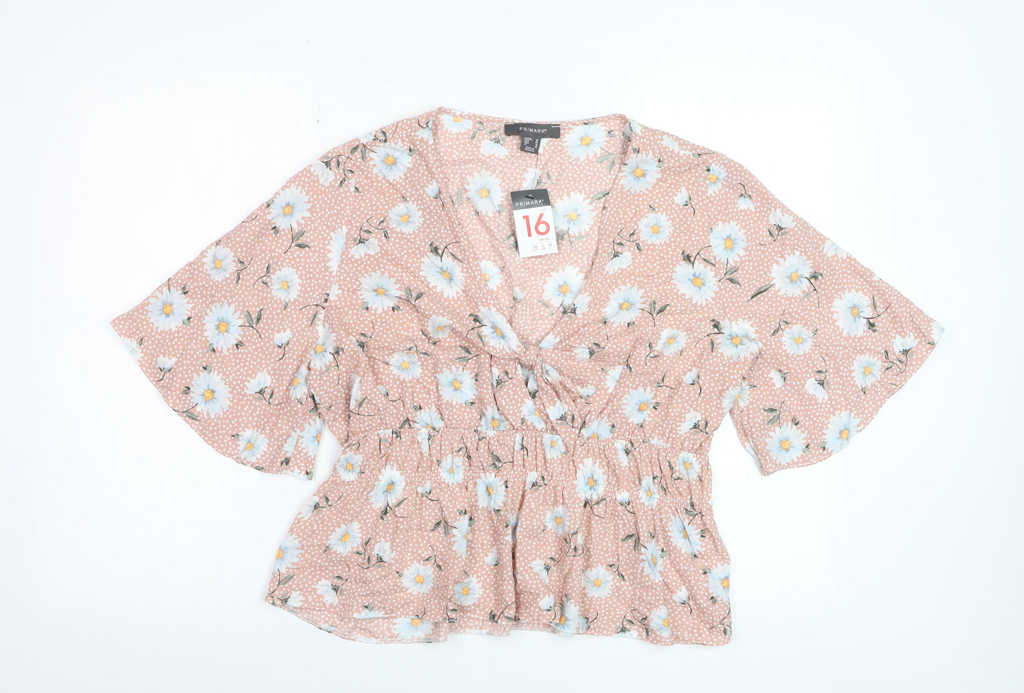 Primark Women’s Pink Floral Viscose Short Sleeve Tunic Blouse UK 16