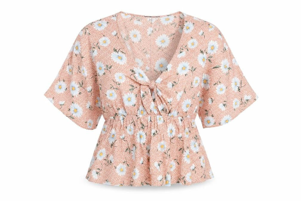 Primark Women’s Pink Floral Viscose Short Sleeve Tunic Blouse UK 16