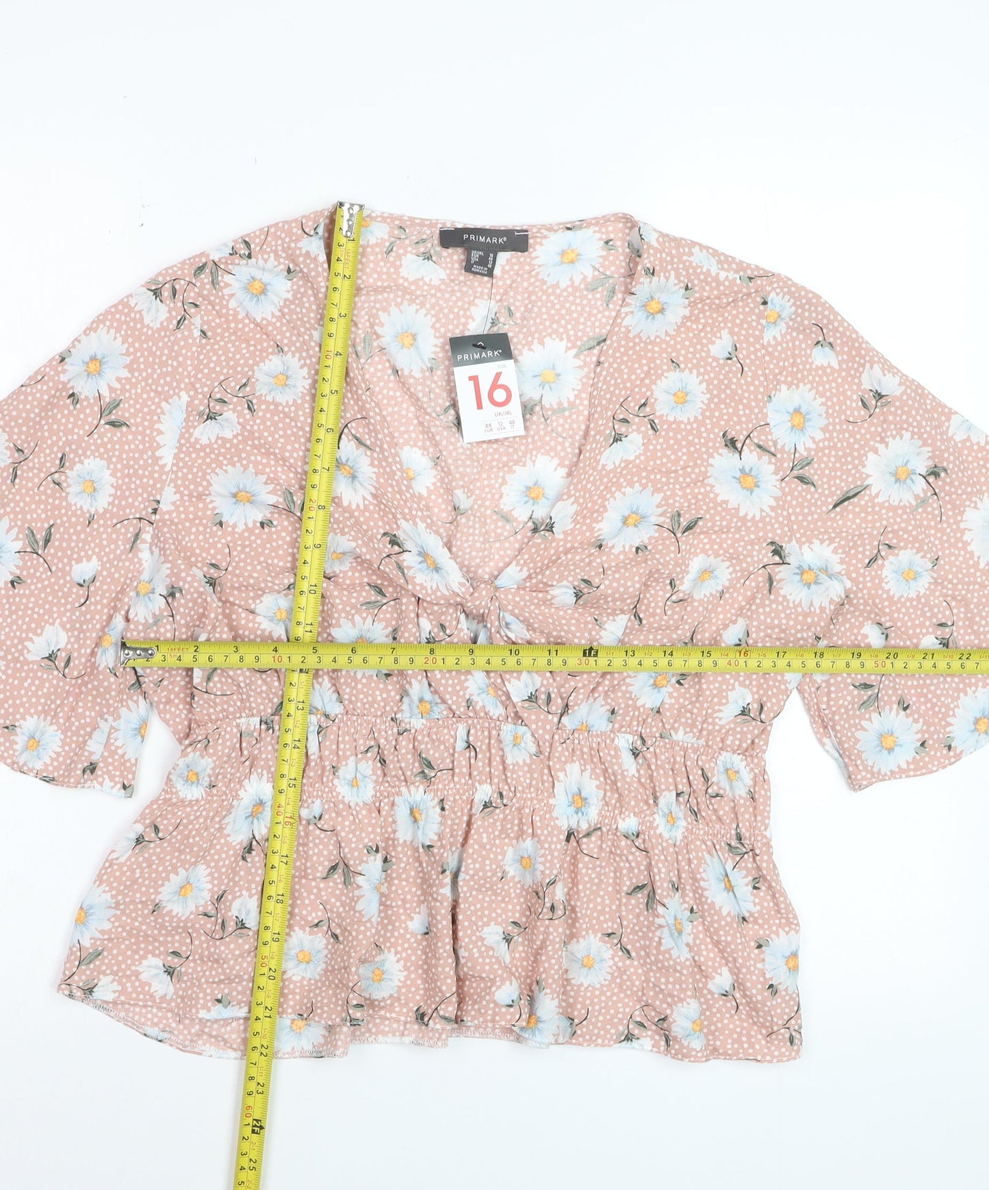 Primark Women’s Pink Floral Viscose Short Sleeve Tunic Blouse UK 16