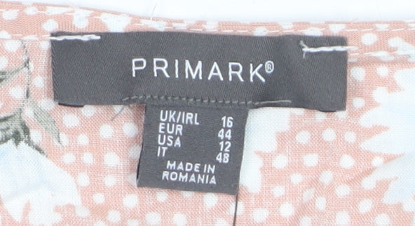 Primark Women’s Pink Floral Viscose Short Sleeve Tunic Blouse UK 16