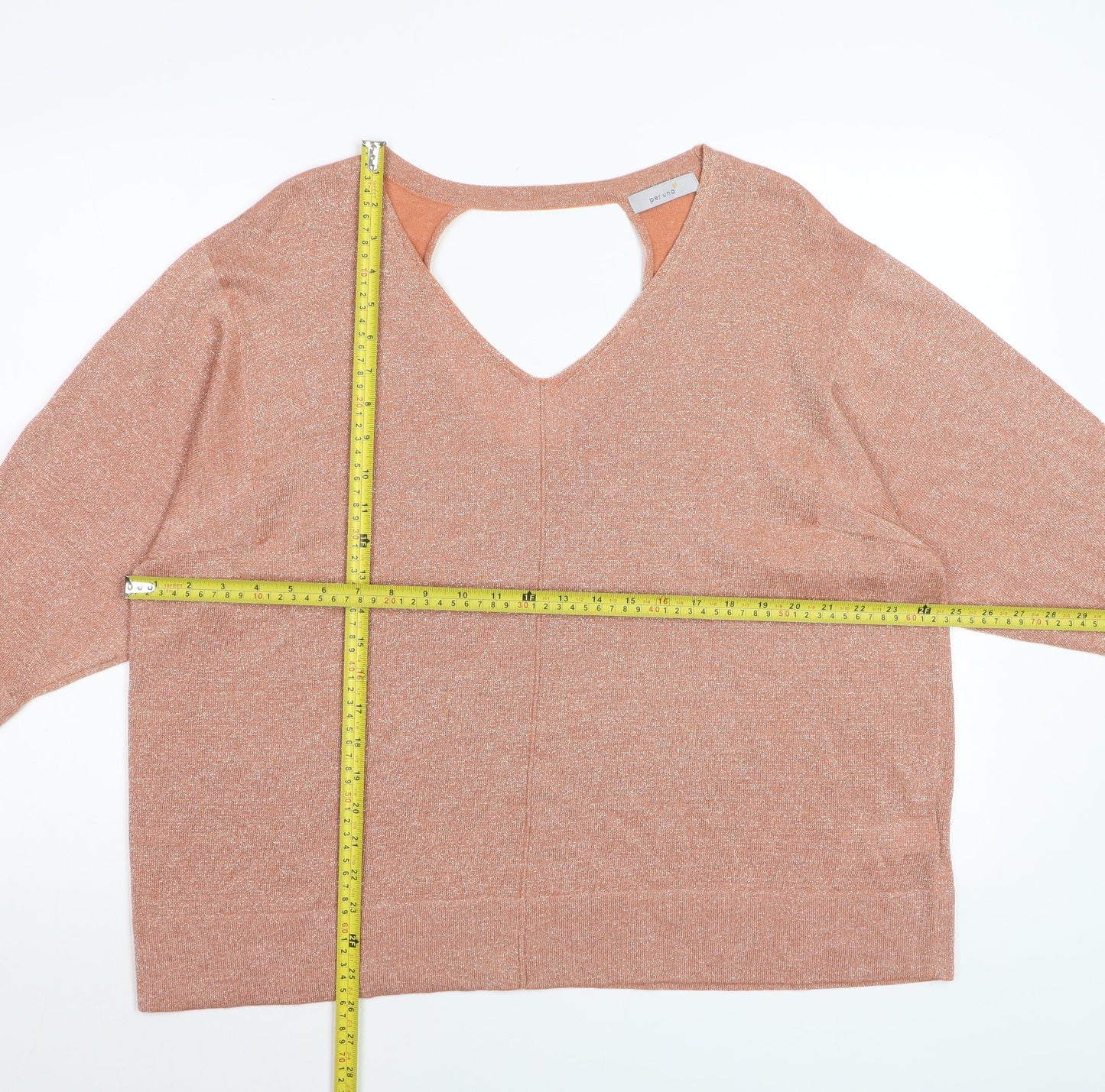 Marks and Spencer Women’s Brown V-Neck 3/4 Sleeve Relaxed Knit Jumper Size 20