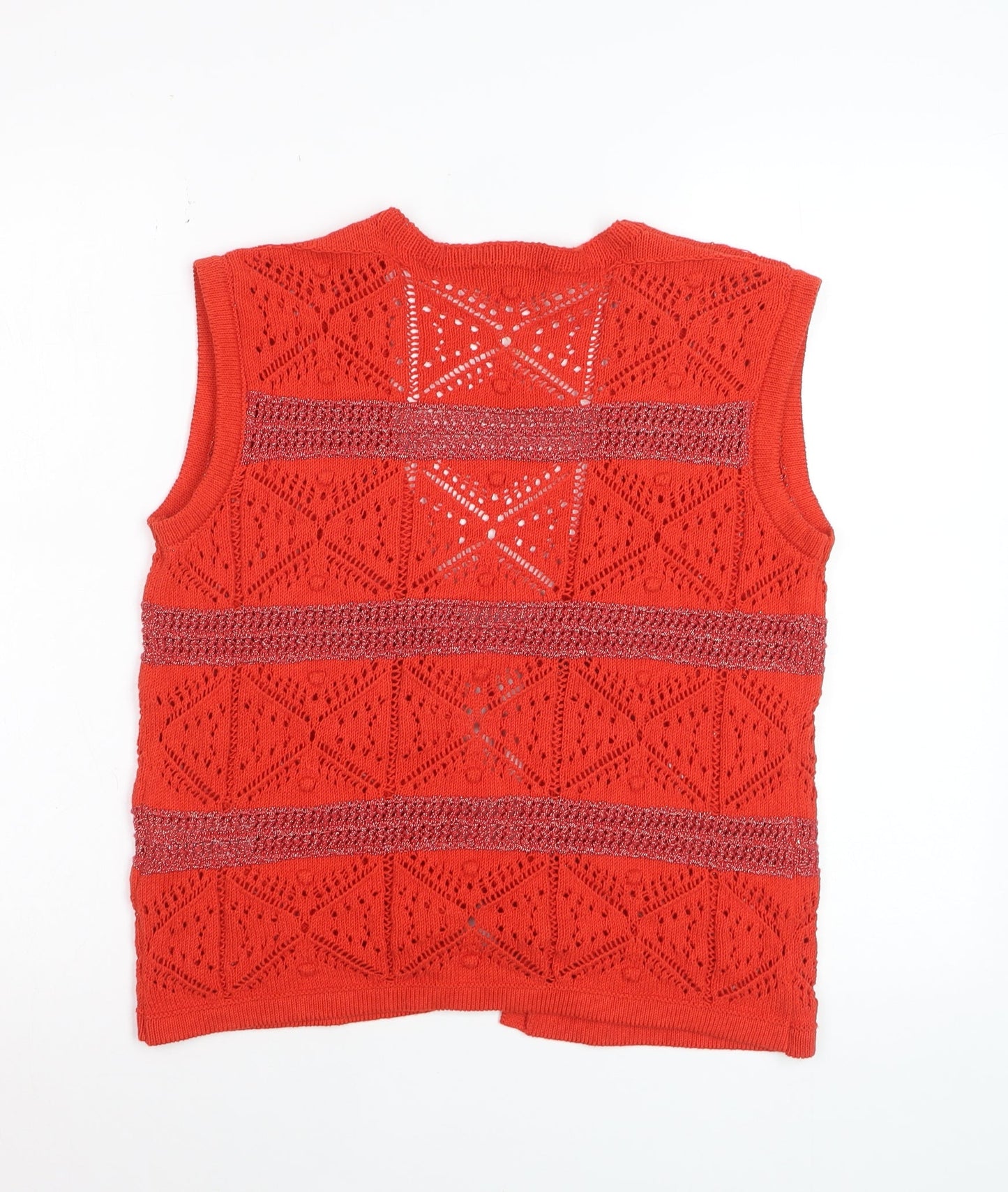 Marks and Spencer Women’s Red Open-Knit Tasselled Vest Size S