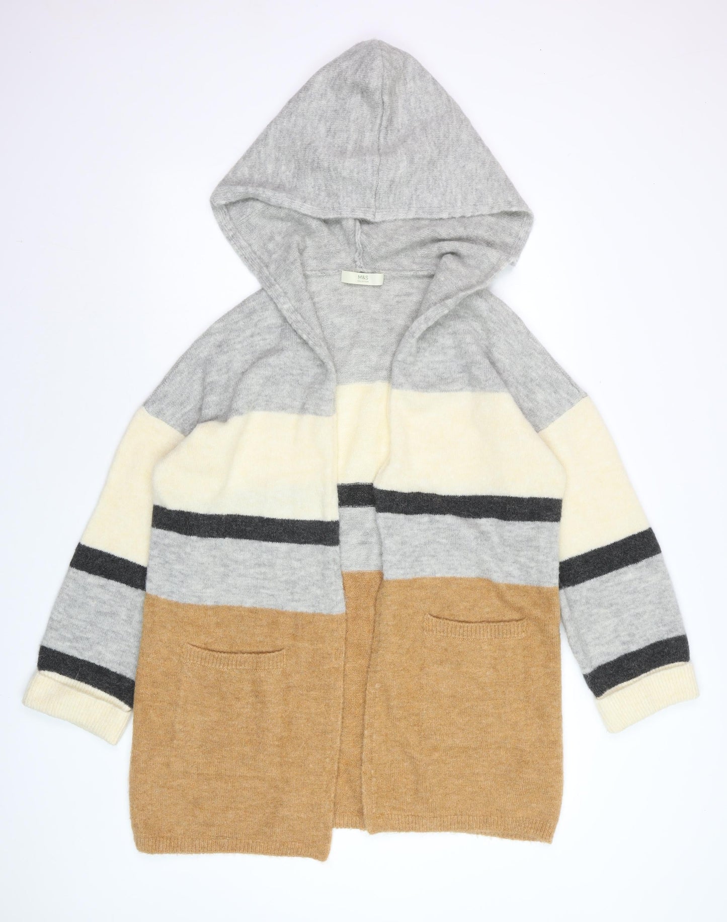 Marks and Spencer Women's Multicoloured Hooded Knit Cardigan Size S