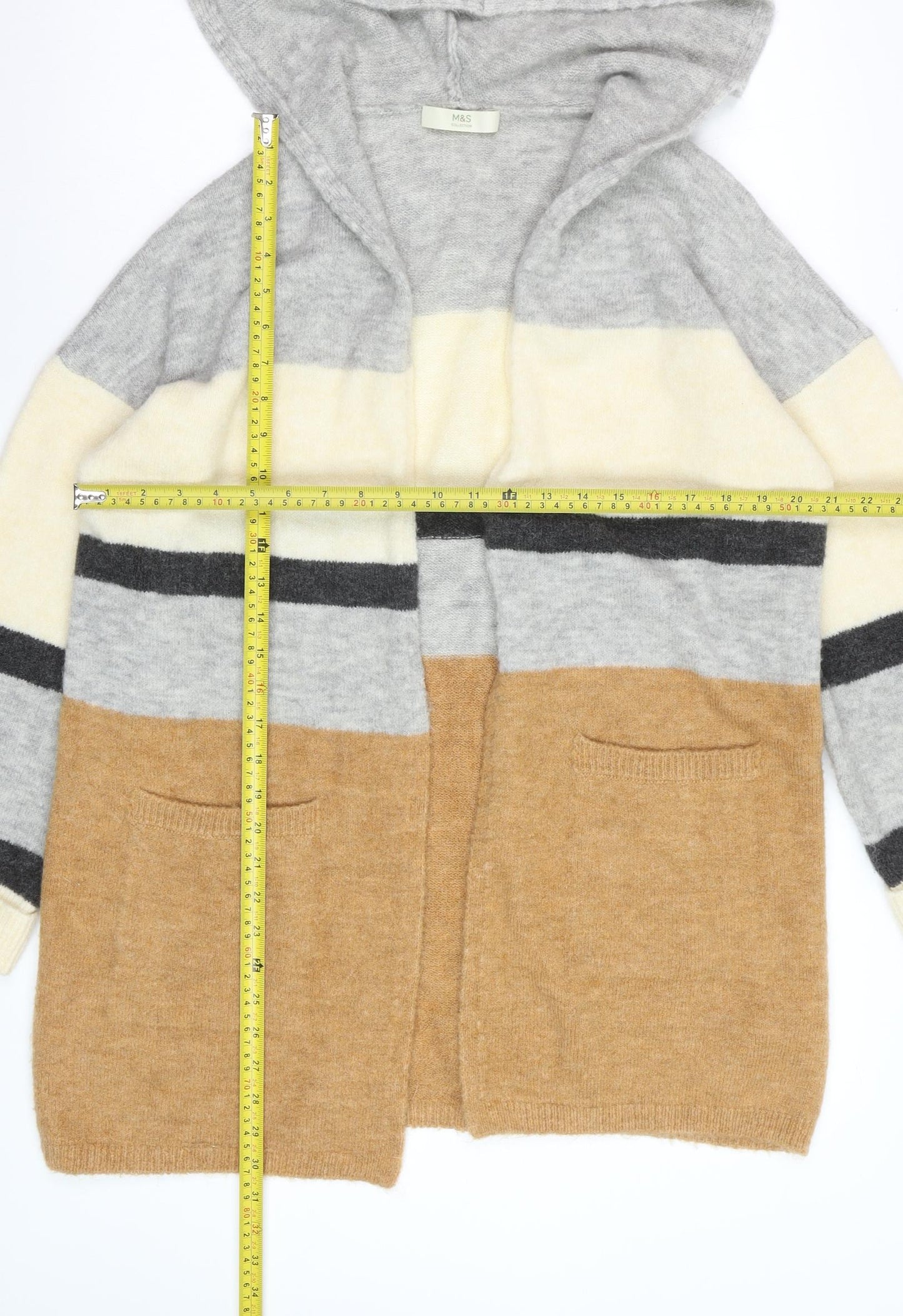 Marks and Spencer Women's Multicoloured Hooded Knit Cardigan Size S
