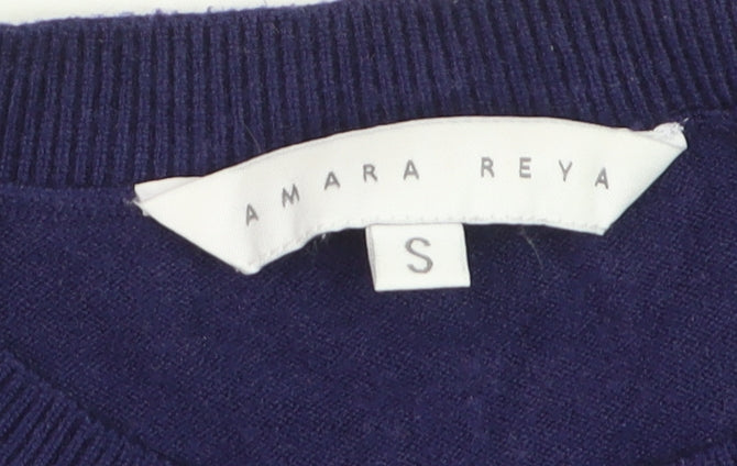 Amara Reya Women's Navy Star Crew Neck Jumper Size S Viscose Blend
